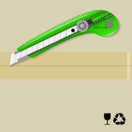 Vector unboxing illustration with cutting knife on top