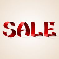 Isolated red color shiny ribbon letters word SALE on beige