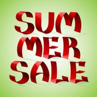 Isolated red color shiny ribbon letters words SUMMER SALE on