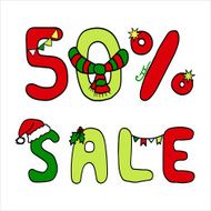 vector Christmas sale symbol for 50 discount