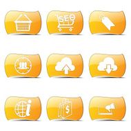 SEO Internet Sign Yellow Vector ButtonIcon Design Set 7