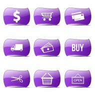 Shopping Sign Violet Vector Button Icon Design Set N2