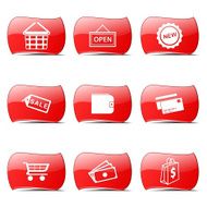 Shopping Sign Red Vector ButtonIcon Design Set 2
