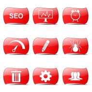 SEO Internet Sign Red Vector ButtonIcon Design Set 8