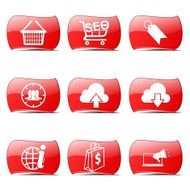 SEO Internet Sign Red Vector ButtonIcon Design Set 7