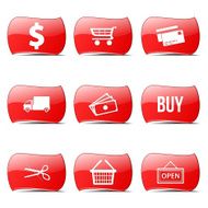 Shopping Sign Red Vector ButtonIcon Design Set