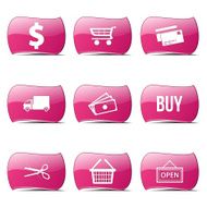 Shopping Sign Pink Vector Button Icon Design Set N2