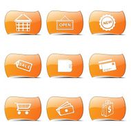 Shopping Sign Orange Vector ButtonIcon Design Set 2
