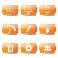 SEO Internet Sign Orange Vector ButtonIcon Design Set 8