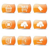 SEO Internet Sign Orange Vector ButtonIcon Design Set 7