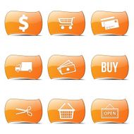 Shopping Sign Orange Vector ButtonIcon Design Set