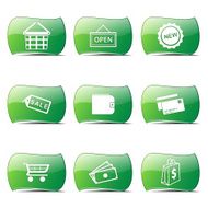 Shopping Sign Green Vector Button Icon Design Set 2 N2