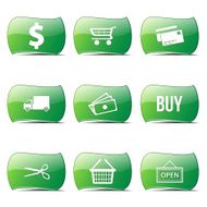 Shopping Sign Green Vector Button Icon Design Set N2
