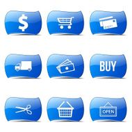 Shopping Sign Blue Vector Button Icon Design Set N2