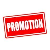 Promotion white stamp text on red backgroud