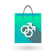 Blue shopping bag icon with a male gay sign
