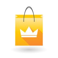 Yellow shopping bag icon with a crown