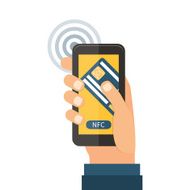 Mobile payments near field communication technology online banking Flat design