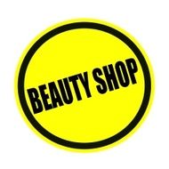 Beauty shop black stamp text on yellow