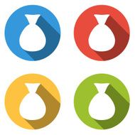 Collection of 4 flat colorful buttons for bag money