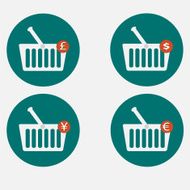Shopping basket icon set N3