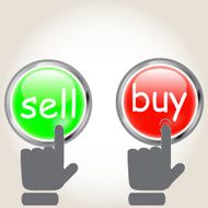 Buy sell buttons with shadow vector
