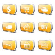 Shopping Sign Yellow Vector Button Icon Design Set