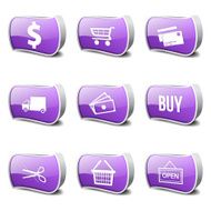 Shopping Sign Violet Vector Button Icon Design Set N3