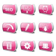 SEO Internet Sign Pink Vector Button Icon Design Set 8 N3