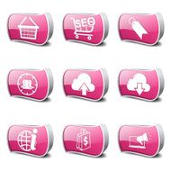 SEO Internet Sign Pink Vector Button Icon Design Set 7 N3