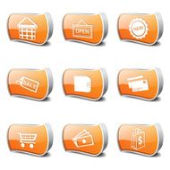 Shopping Sign Orange Vector Button Icon Design Set 2 N2