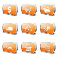 Shopping Sign Orange Vector Button Icon Design Set N2