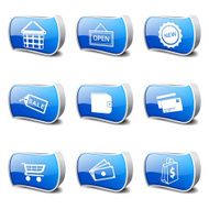 Shopping Sign Blue Vector Button Icon Design Set 2 N2
