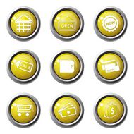 Shopping Sign Yellow Vector Button Icon Design Set 2
