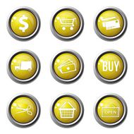 Shopping Sign Yellow Vector Button Icon Design Set N2