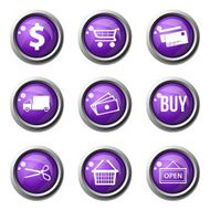 Shopping Sign Violet Vector Button Icon Design Set N4
