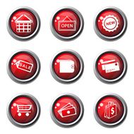 Shopping Sign Red Vector Button Icon Design Set 2 N3