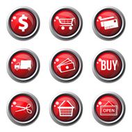 Shopping Sign Red Vector Button Icon Design Set N3