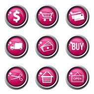 Shopping Sign Pink Vector Button Icon Design Set N4