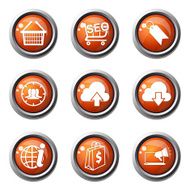 SEO Internet Sign Orange Vector Button Icon Design Set 7 N3