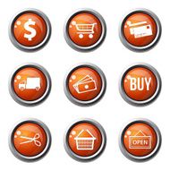 Shopping Sign Orange Vector Button Icon Design Set N3