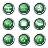 Shopping Sign Green Vector Button Icon Design Set 2 N3