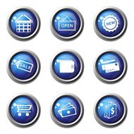 Shopping Sign Blue Vector Button Icon Design Set 2 N3