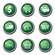 Shopping Sign Green Vector Button Icon Design Set N4