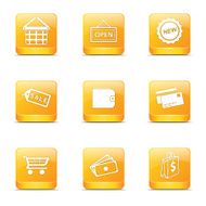Shopping Sign Square Vector Yellow Icon Design Set 2