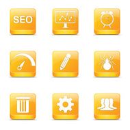 SEO Internet Sign Square Vector Yellow Icon Design Set 8