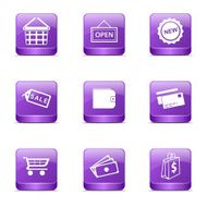 Shopping Sign Square Vector Violet Icon Design Set 2