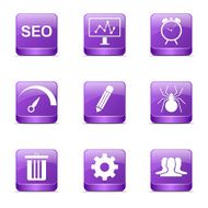 SEO Internet Sign Square Vector Violet Icon Design Set 8