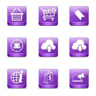 SEO Internet Sign Square Vector Violet Icon Design Set 7
