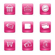 Shopping Sign Square Vector Pink Icon Design Set 2
